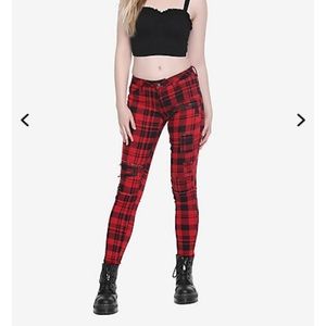 Blackheart Super Skinny red and black plaid jeans